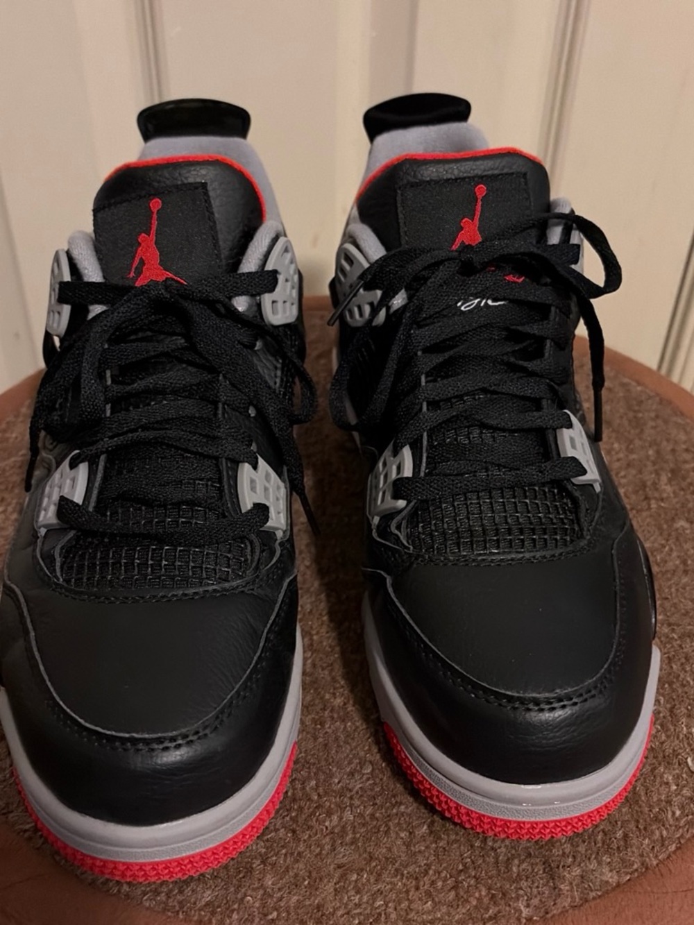 Air Jordan 4 Men’s Low-Top Basketball Sneakers - Black/Red/Gray size 9